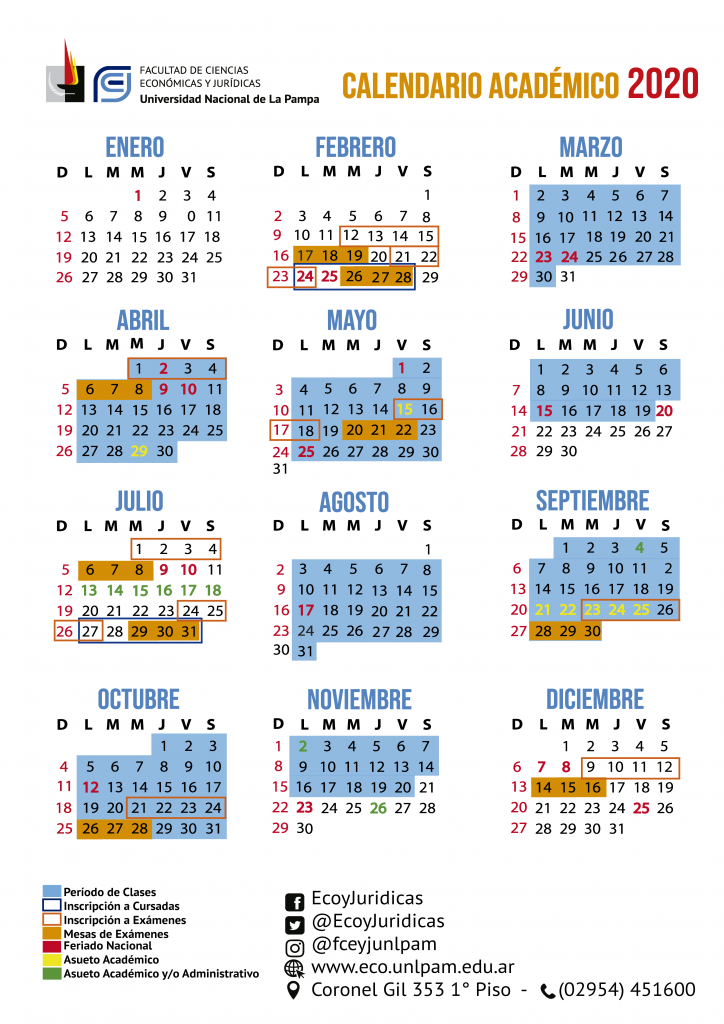 Se modificó el Calendario Académico 2020