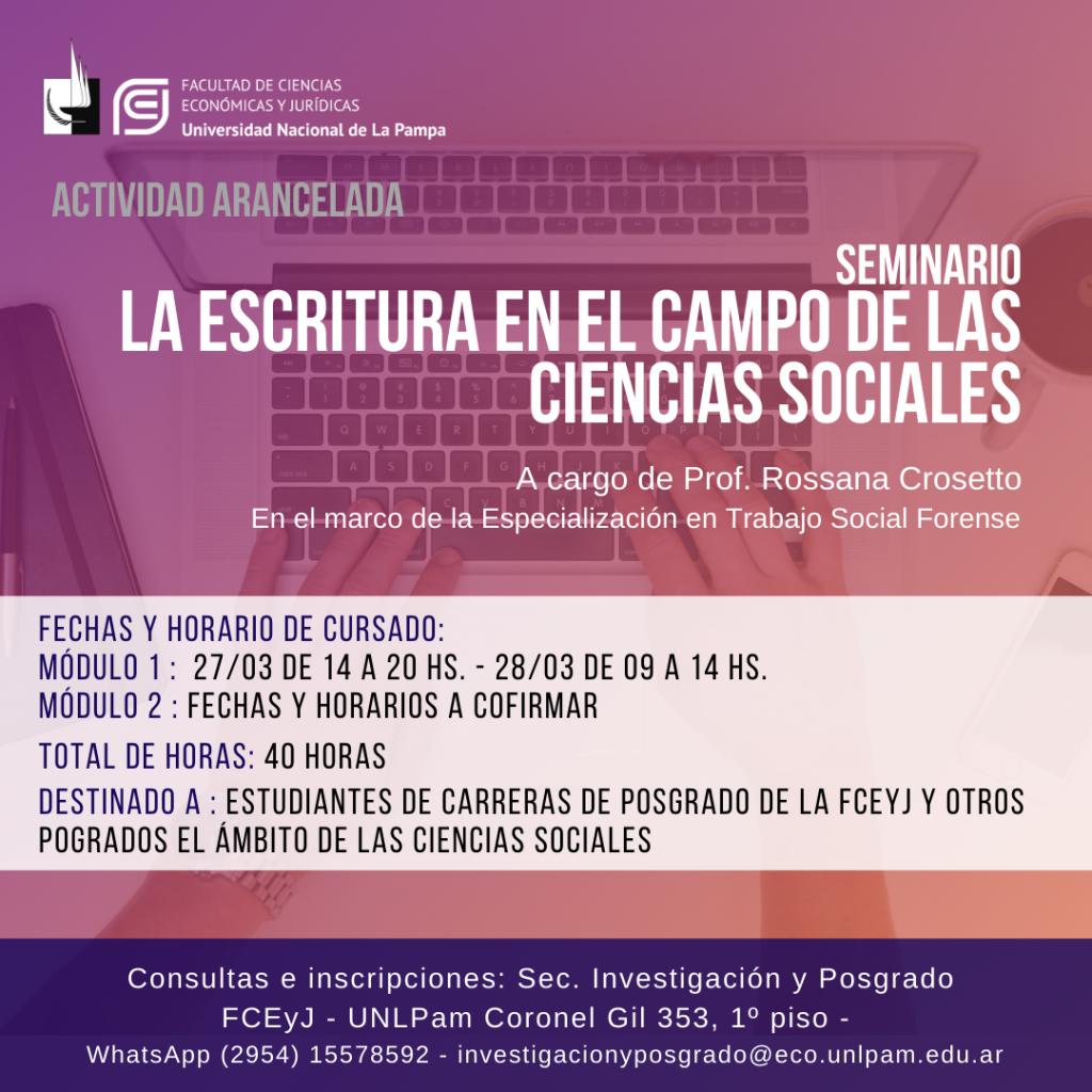 Se dictará Seminario de Posgrado de Escritura Académica