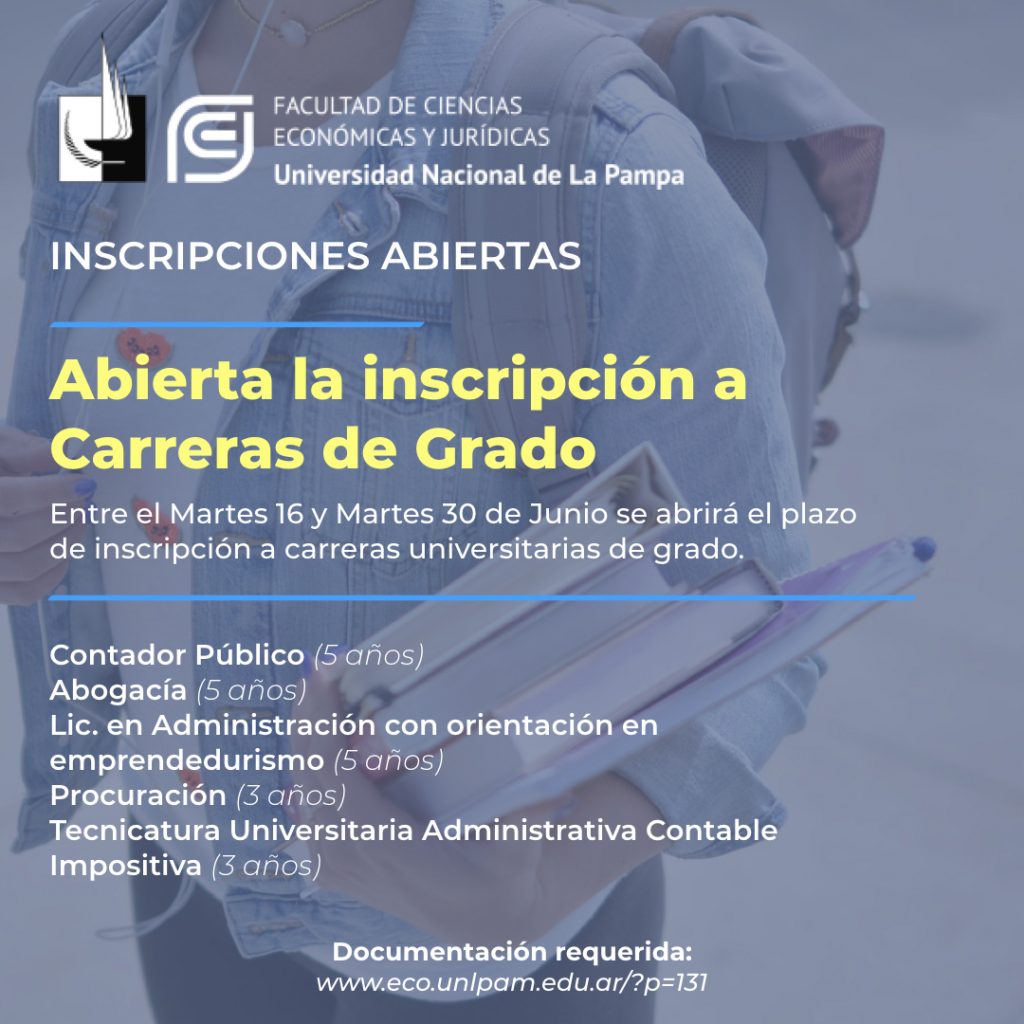 Abierta la Inscripción a Carreras de Grado