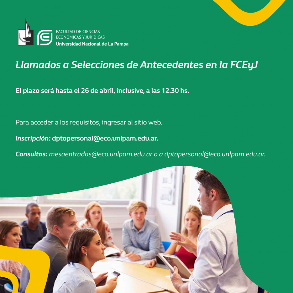 Llamados a selección de antecedentes para cubrir cargos en la Facultad